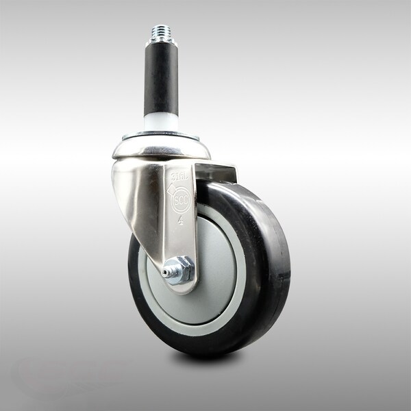 Service Caster 4 Inch 316SS Black Polyurethane Wheel Swivel 7/8 Inch Expanding Stem Caster SCC-SS316EX20S414-PPUB-BLK-78 - main
